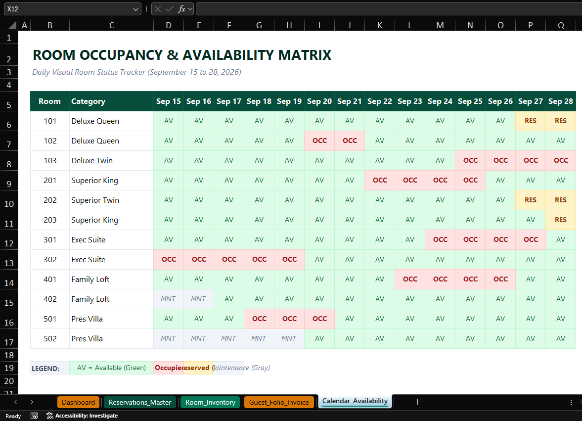 Excel Hotel Booking and Reservation preview