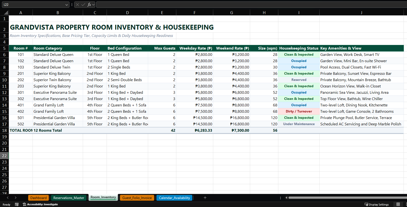 Excel Hotel Booking and Reservation preview