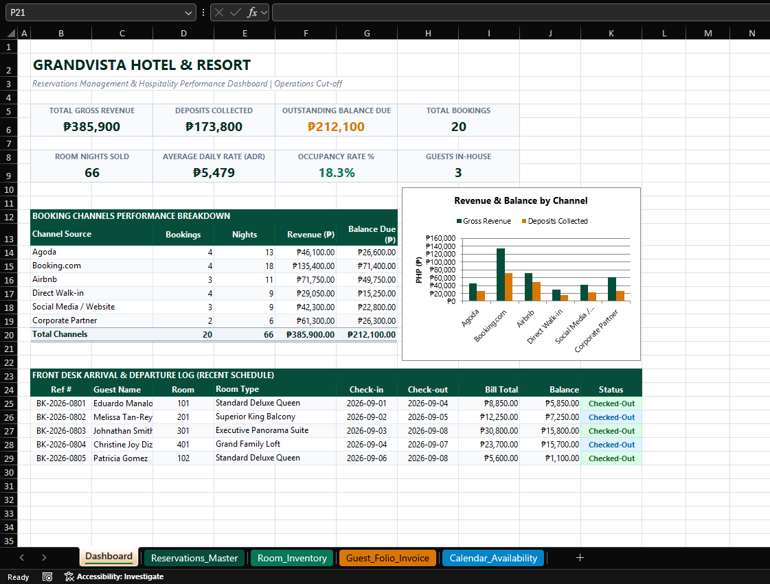 Excel Hotel Booking and Reservation preview