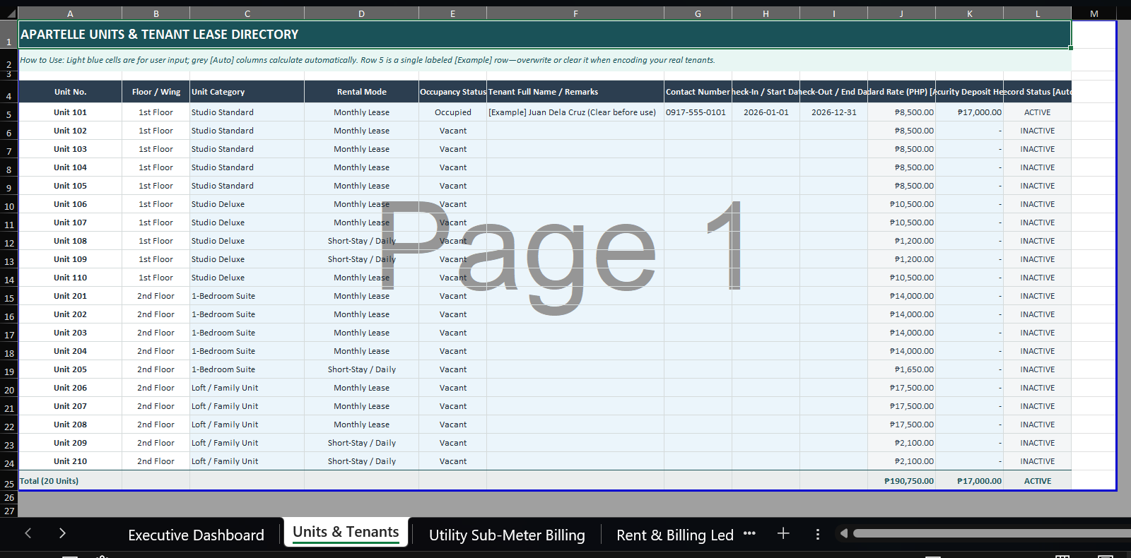 Apartelle Rental Template preview