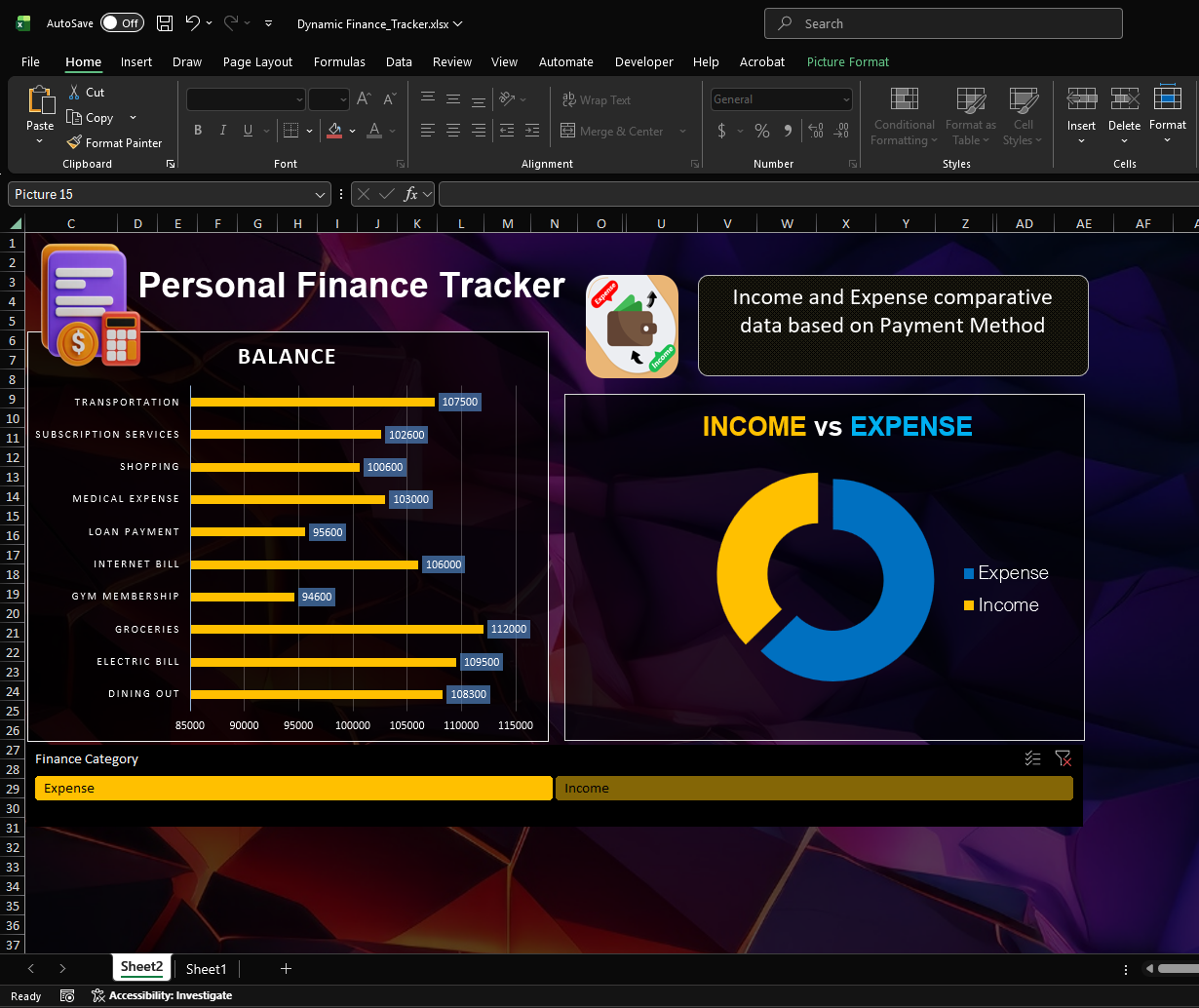 Dynamic Finance Tracker template