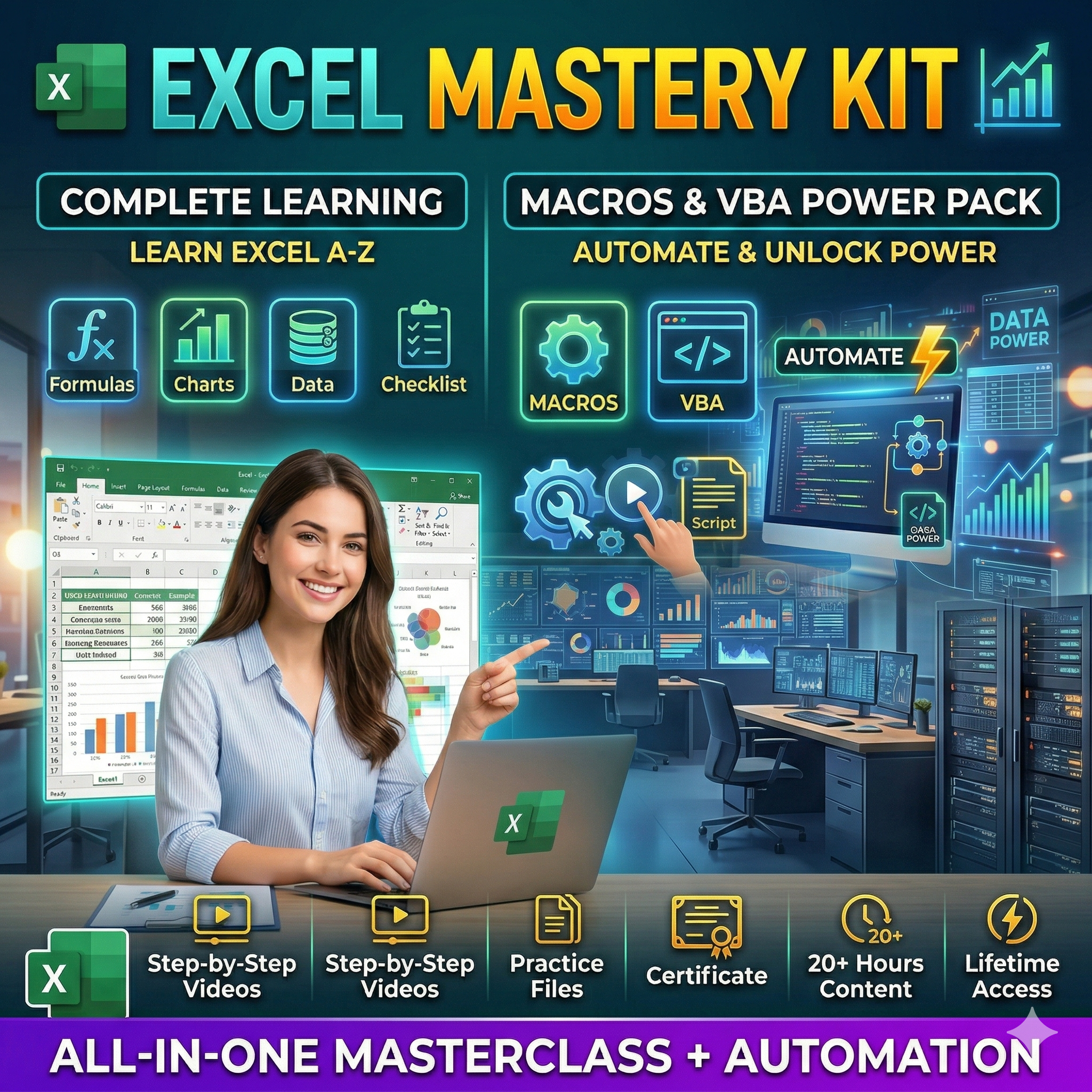 Excel Mastery Kit: Complete Learning + Macros & VBA Power Pack