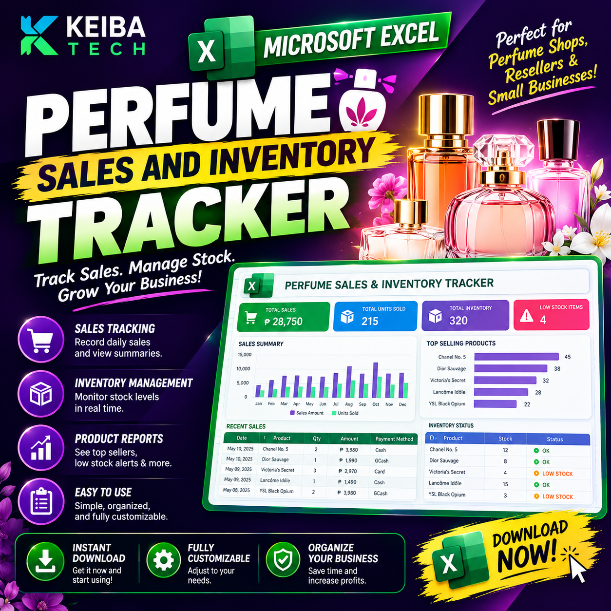 Excel Perfume Sales and Inventory Tracker