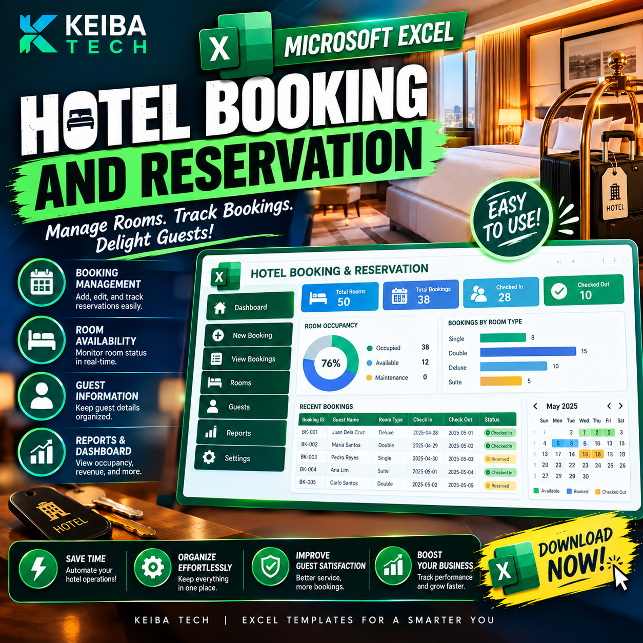 Excel Hotel Booking and Reservation